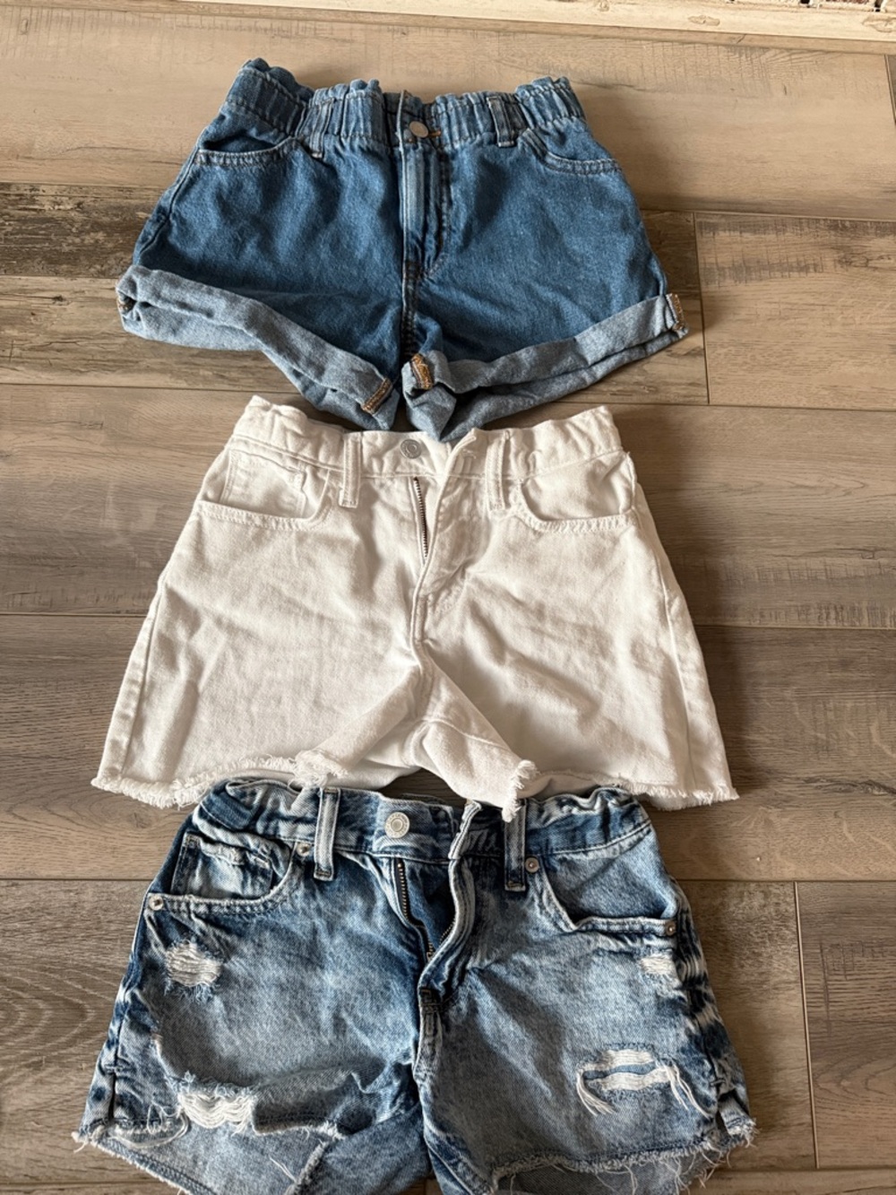 3-Pack girls Denim & White Shorts - Blue and White Mix